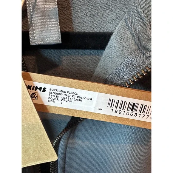 NEW SKIMS Boyfriend Small Fleece Slouchy Half Zip Pullover Sweatshirt Zircon - Picture 5 of 8